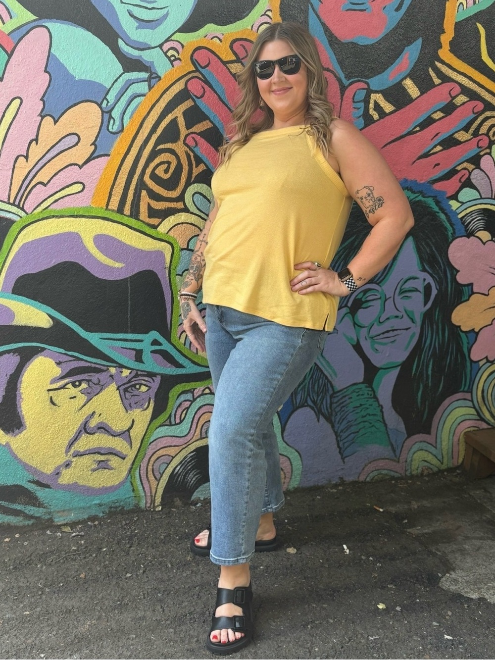 Market & Spruce Pale Yellow Square Neck Tank - Picture 3 of 5
